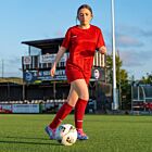 Red geo short sleeve football kit for women