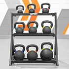 Kettlebells with 3- tier rack for storage