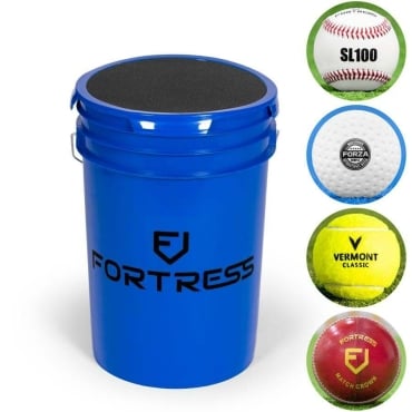 FORTRESS Cubo para pelotas y tapa acolchada (capacidad para 60 pelotas)