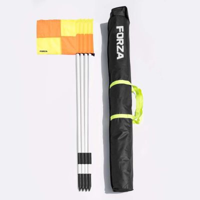 UEFA Pro Corner Flags & Poles with Ground Sleeve [Set of 4] - 30mm + Metal Socket