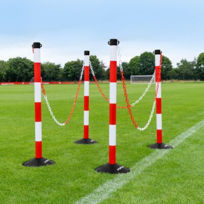 Freestanding Plastic Post & Chain Barrier Set [8mm] - Red/White Posts & Chains