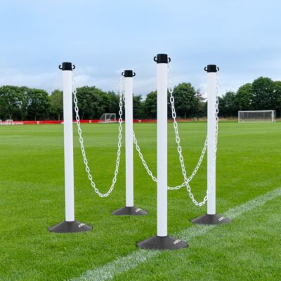 Freestanding Plastic Post & Chain Barrier Set [6mm] - White Posts & Chains