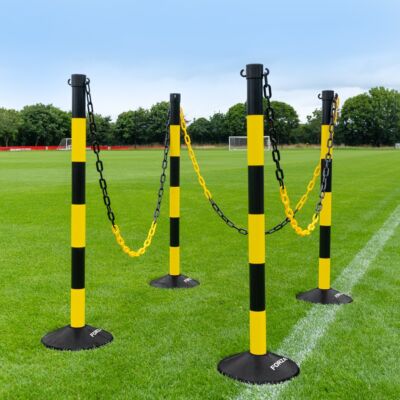 Freestanding Plastic Post & Chain Barrier Set [8mm] - Black/Yellow Posts & Chains