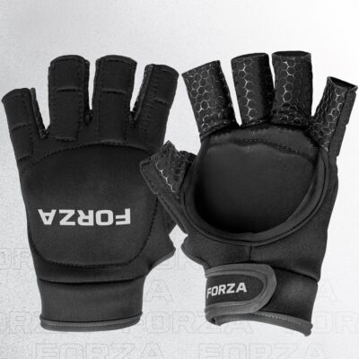 FORZA PU Half Finger Hockey Gloves [Grey, Small]