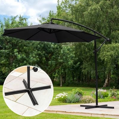double vented patio umbrella PHI VILLA 10ft 3 Tier Auto-tilt Outdoor Double Vented Patio Umbrella, Gray