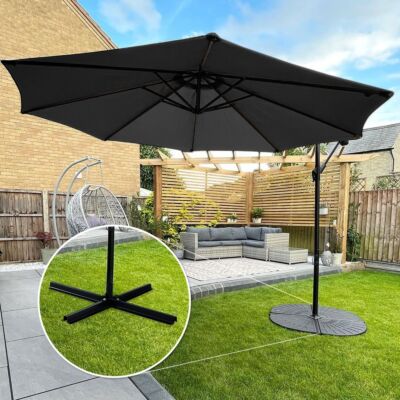 Harrier 3m Overhanging Parasol Umbrella [Standard - Black]