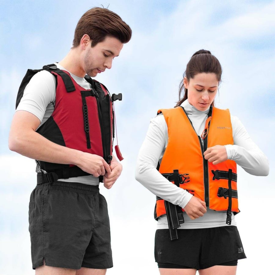 Gilet Gonflable De Flottaison Adulte/ado – Normes UE, 150-210 Cm, Jusqu'à 100 Kg, Double Chambre D'air, Sangle Cuisses Et Sifflet