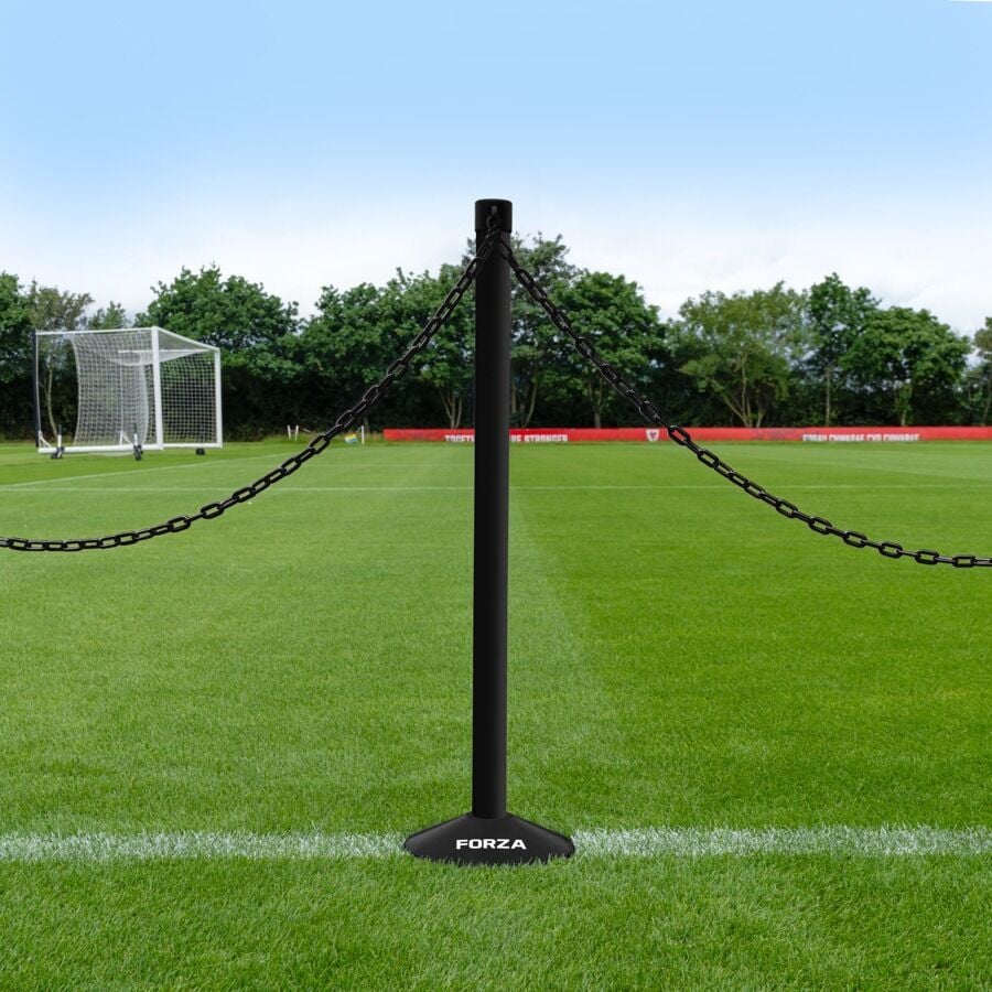 Delimitazione Spazi Pubblici VidaXL Set Pali Stradali Con Catena In Plastica - 10 M, Giallo/Nero, Per Delimitazione Aree Cartello Divieto Di Sosta Pali Stradali Delimitazione - 2