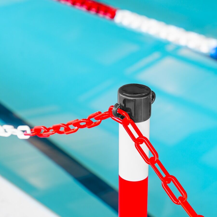 Poteaux Et Bases Pour Barrière à Chaîne FORZA - PVC Robuste - Diamètre 50 Mm - 4 Couleurs - Pour Surfaces Dures Ou Souples - 11
