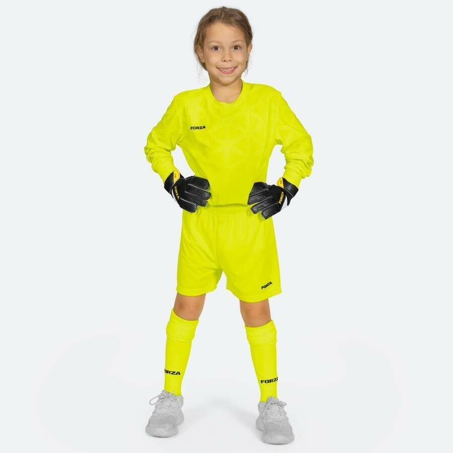 Fluro yellow kids goalkeeper kit