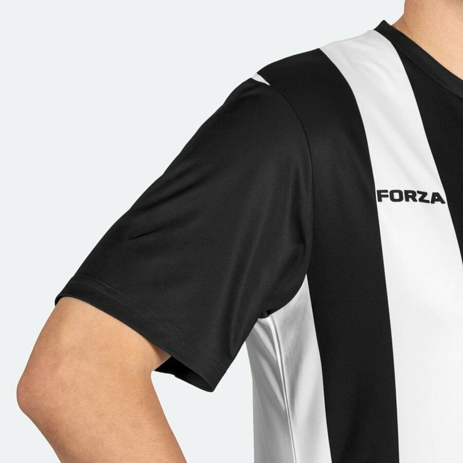 black and white striped football shirt