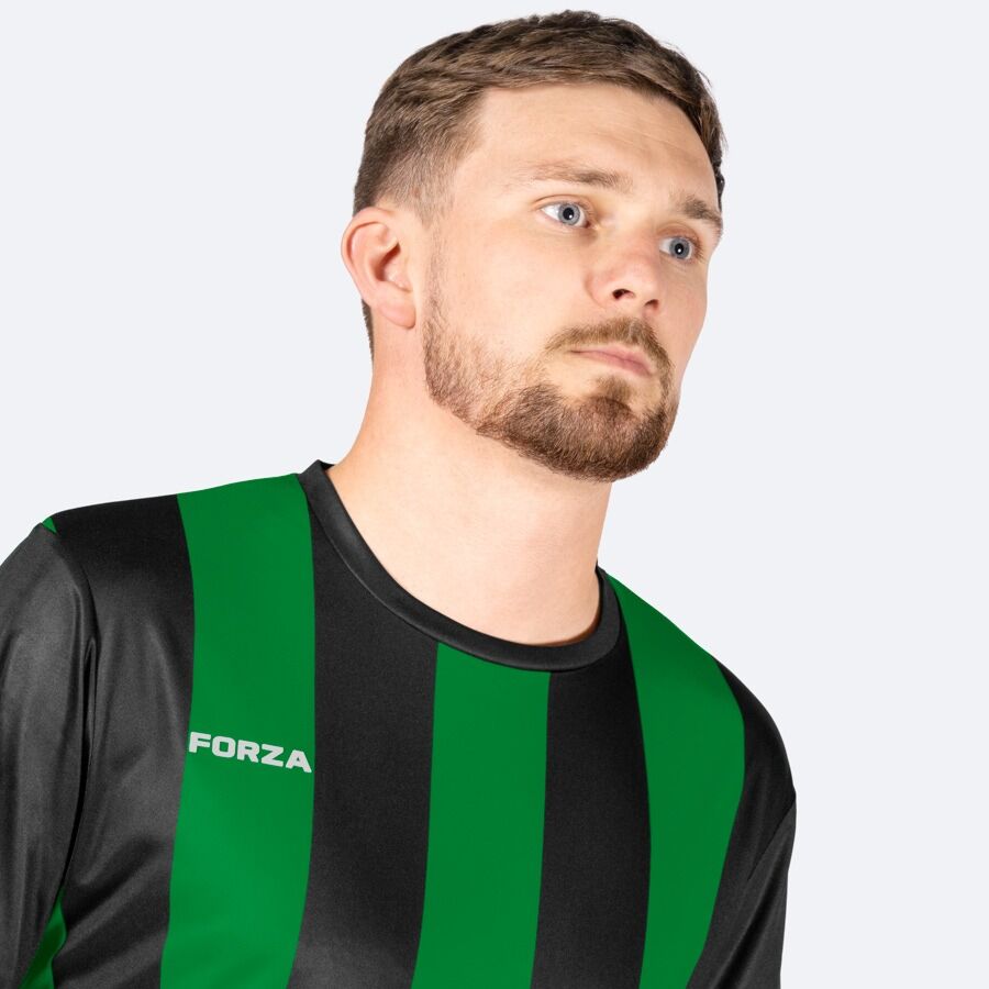 Black and Green Men’s Striped Short Sleeve Soccer Jerseys