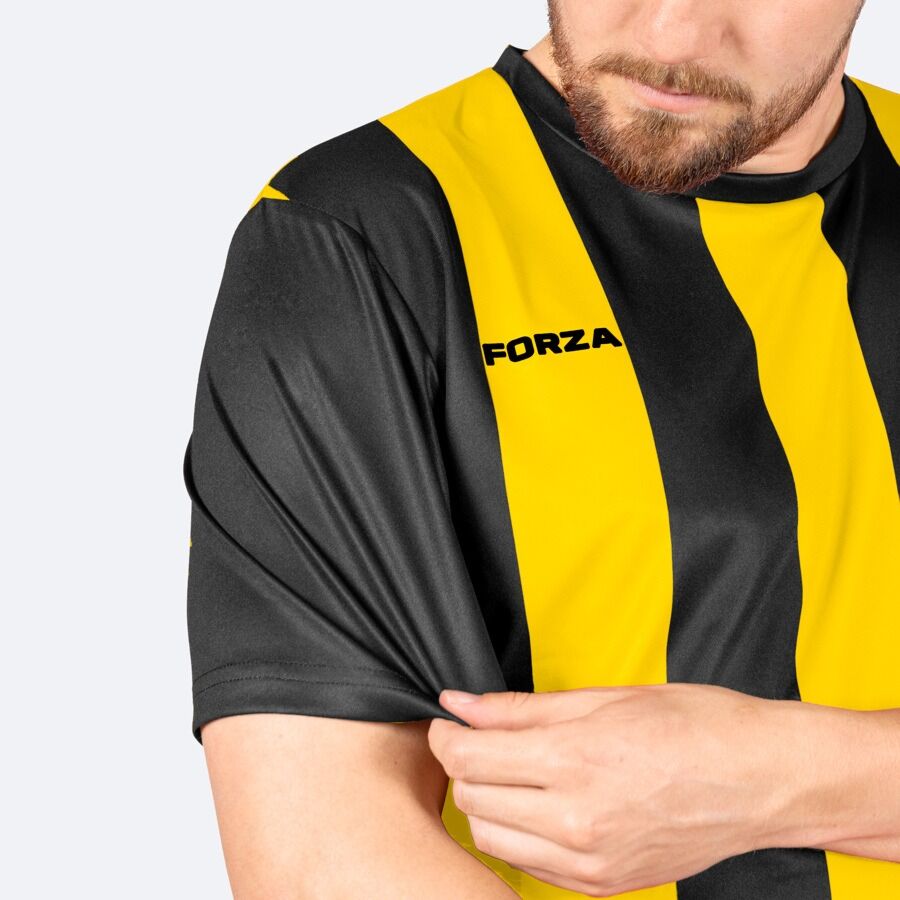Black & Yellow Men’s Striped Short Sleeve Football Shirt