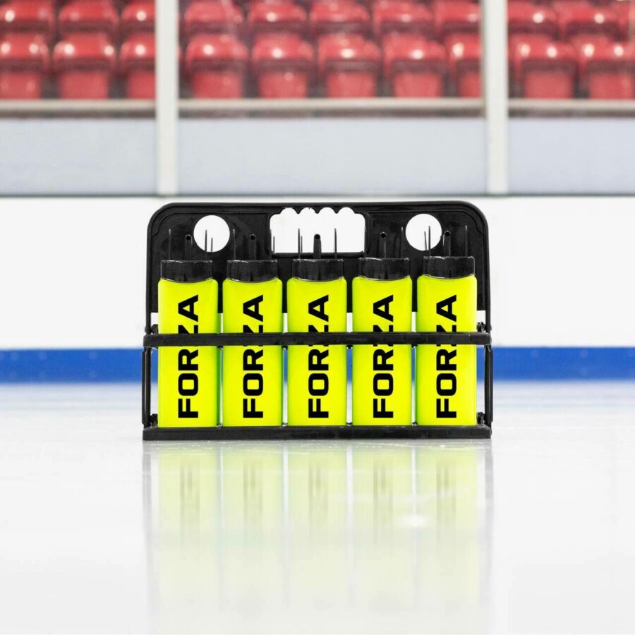 Yellow hygiene water bottles for ice hockey
