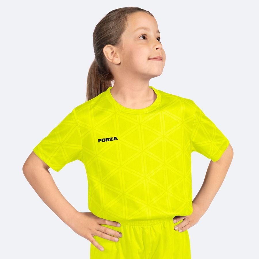 Fluro Yellow Short Sleeve Kids' football Shirt 