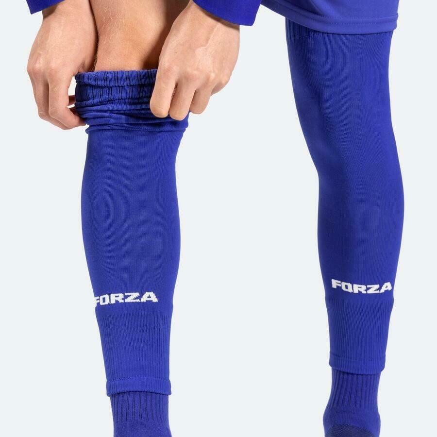 1 Paia Parastinchi Calcio Calzini Maniche,Parastinco per Calze Ergonomicamente Comodi da Indossare,Elastico Paratibie per Calcio Basket Ciclismo Arrampicata(Blu,L