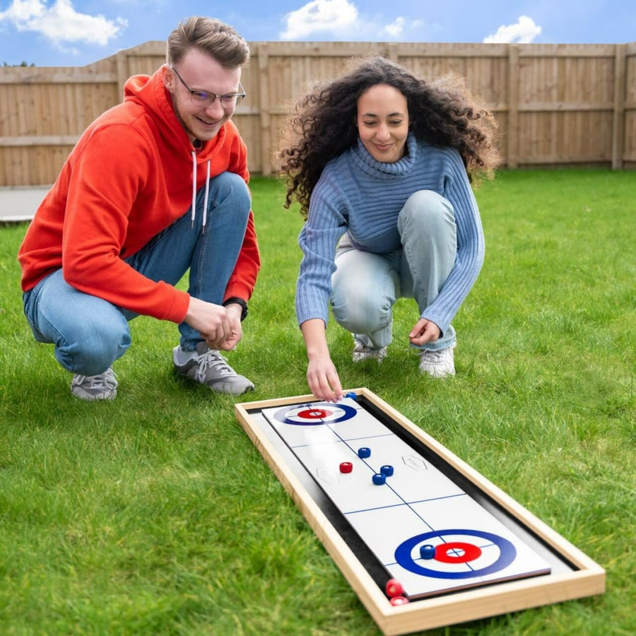 FORZA Harrier 2-en-1 – Jeu De Curling Et Palets Sur Table, Plateau Réversible, Idéal Pour 2 Joueurs Ou Plus