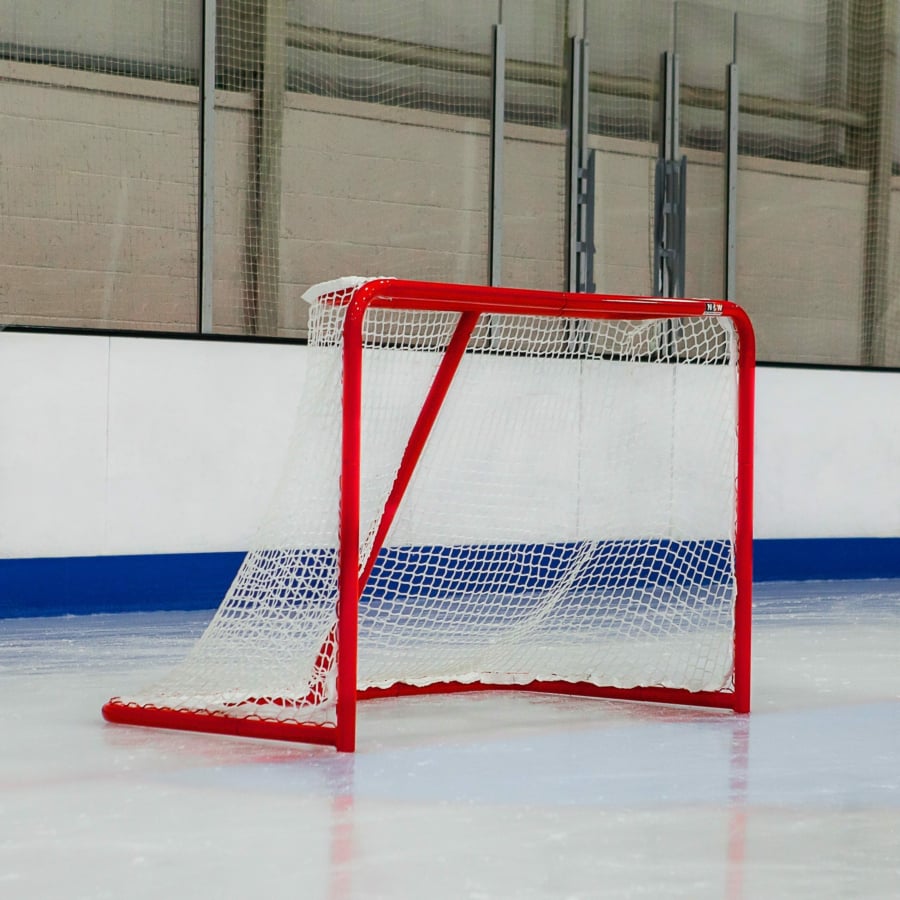 But De Hockey Avec Filet Rouge Et Blanc – 153x60x118 Cm – Cadre Acier, Toile Polyester – Pour Jardin Ou Plage