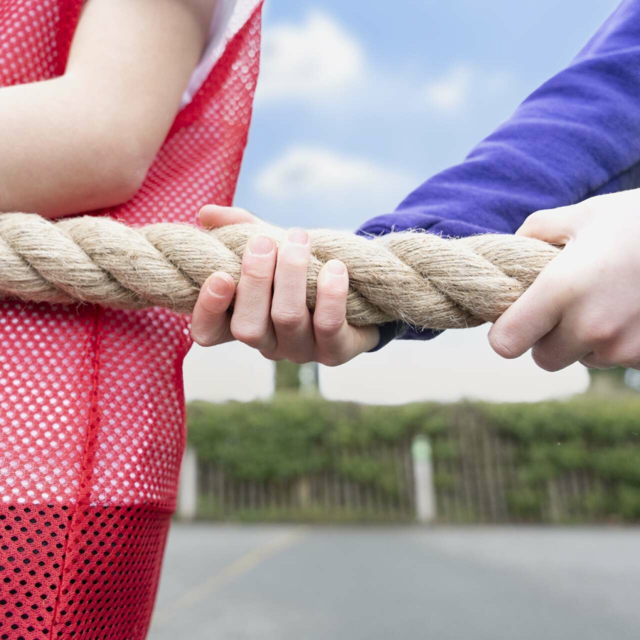 Close up of tug of war rope