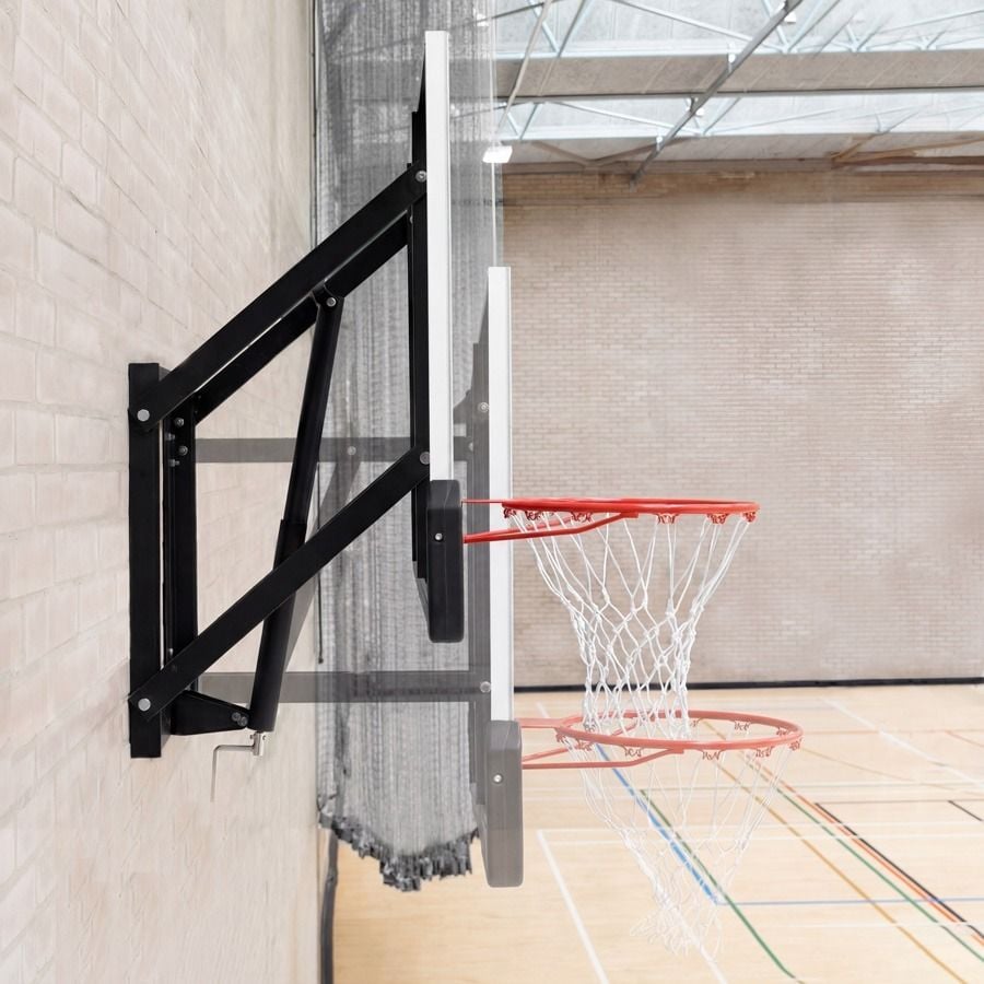 GYMAX Panier De Basketball Mural - Anneau Métal Robuste + Filet PE Avec Vis D'Expansion - Intérieur & Extérieur