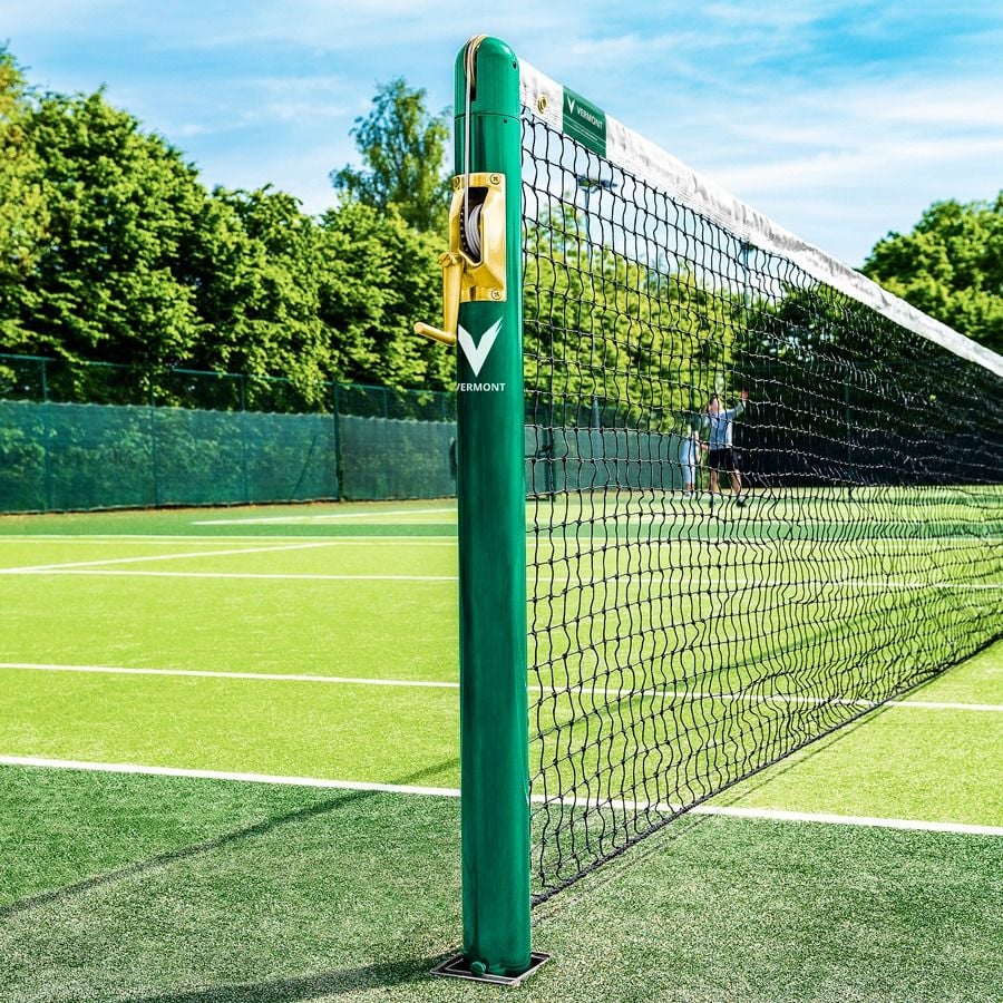Vermont Tennis Posts - Round | Socketed Tennis Posts | Wimbledon Green Tennis Posts | Net World Sports