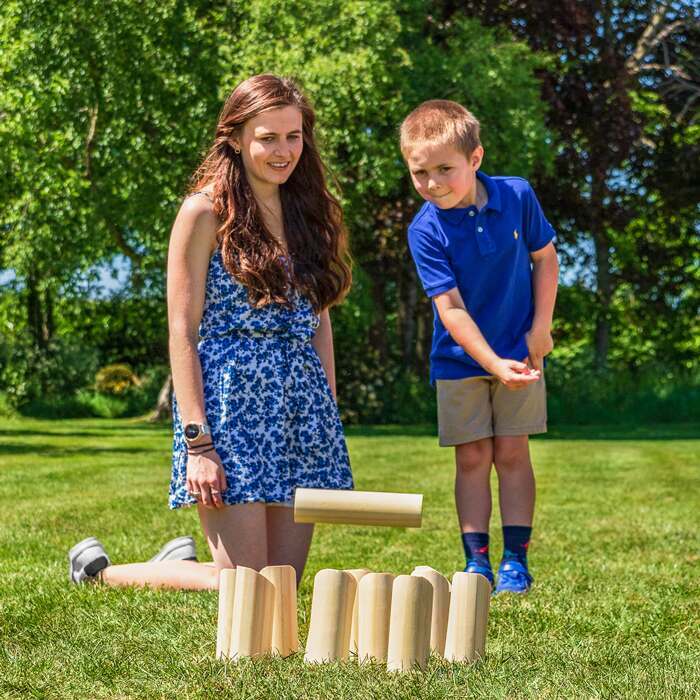 Yard Games Kubb Premium Size Outdoor Tossing Game with Carrying Case,  Instructions, and Boundary Markers