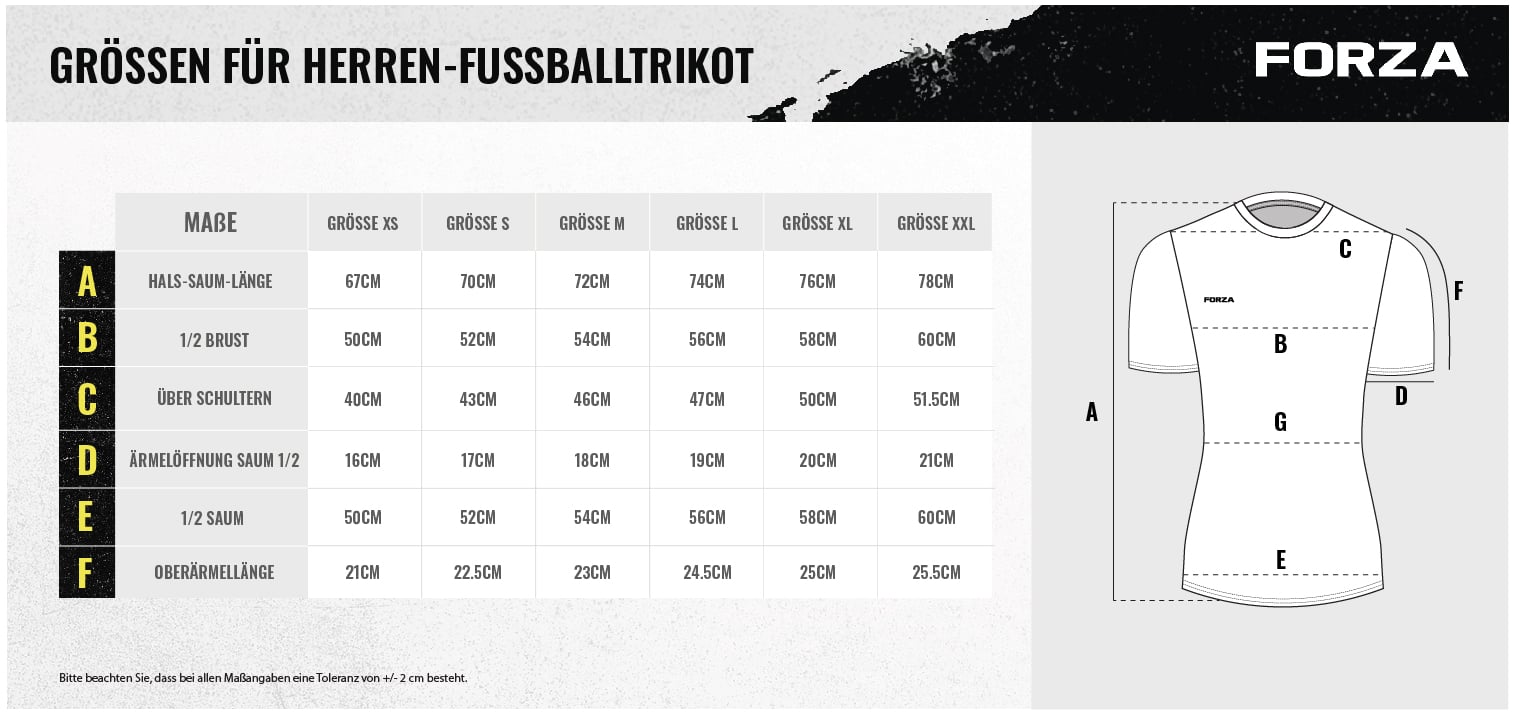 Men's football shirt sizes