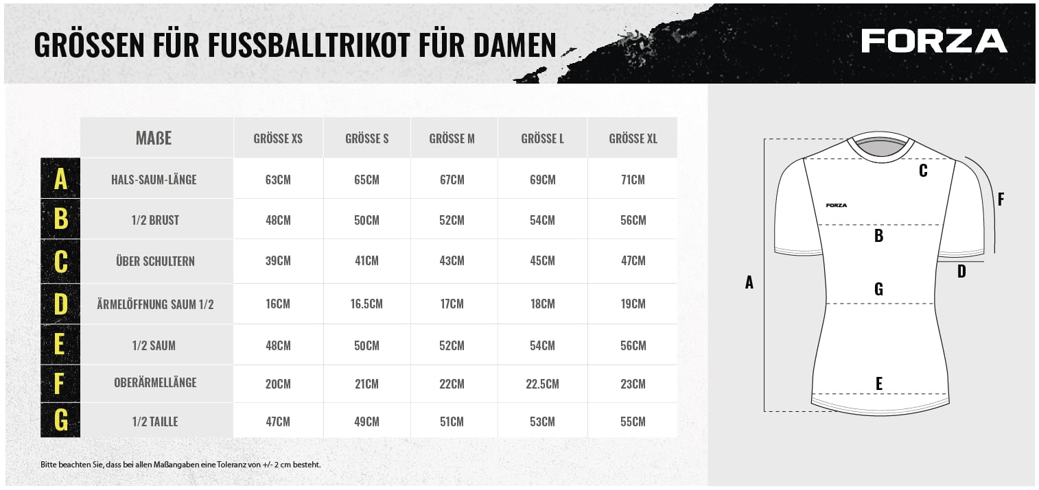 Women's football shirt size chart Women's football shirt size chart