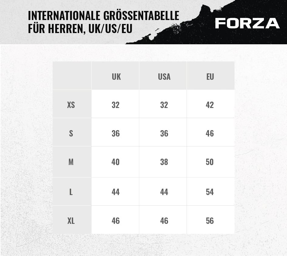 Men's international size chart Men's international size chart