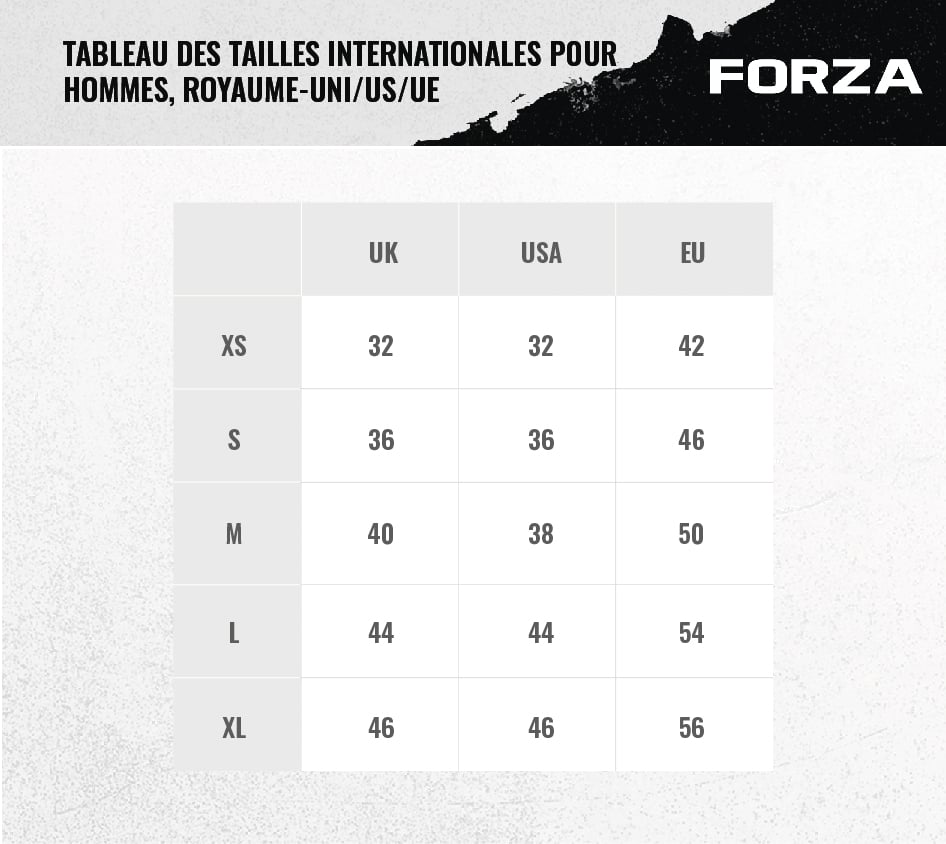 Men's international size chart Men's international size chart