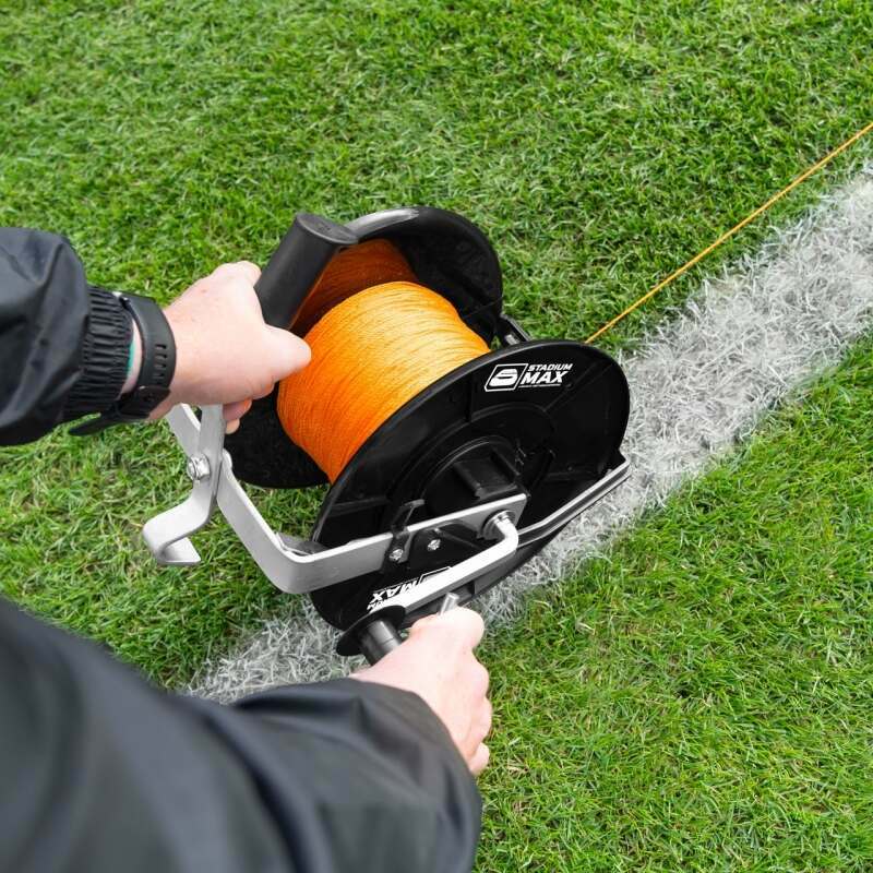 Line marking reel for soccer field