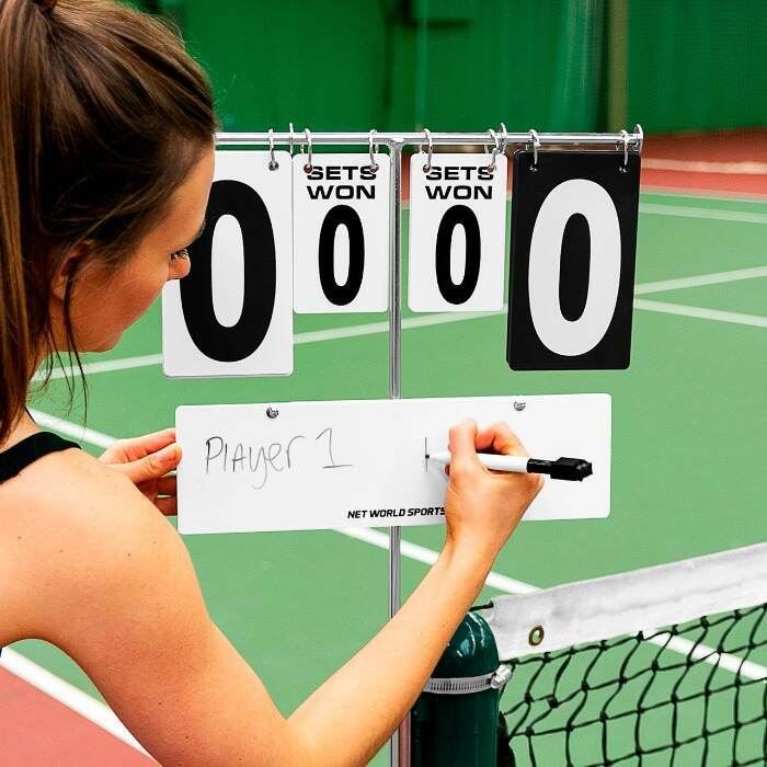 Tennis Scoreboard with plastic cards and whiteboard